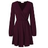 Coolmee Women's Midi Dress Long Sleeve Wrap V Neck A Line Mini Tunic Dress - 2 of 4