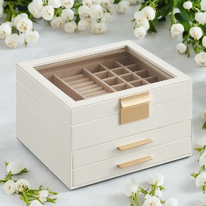 6-Layer Jewelry Box, Large Accessory Organizer with 5 Drawers - 1 of 4