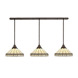 Toltec Lighting Any 3 - Light Chandelier in  Bronze with 15" Honey & Brown Mission Art Glass Shade - 1 of 1