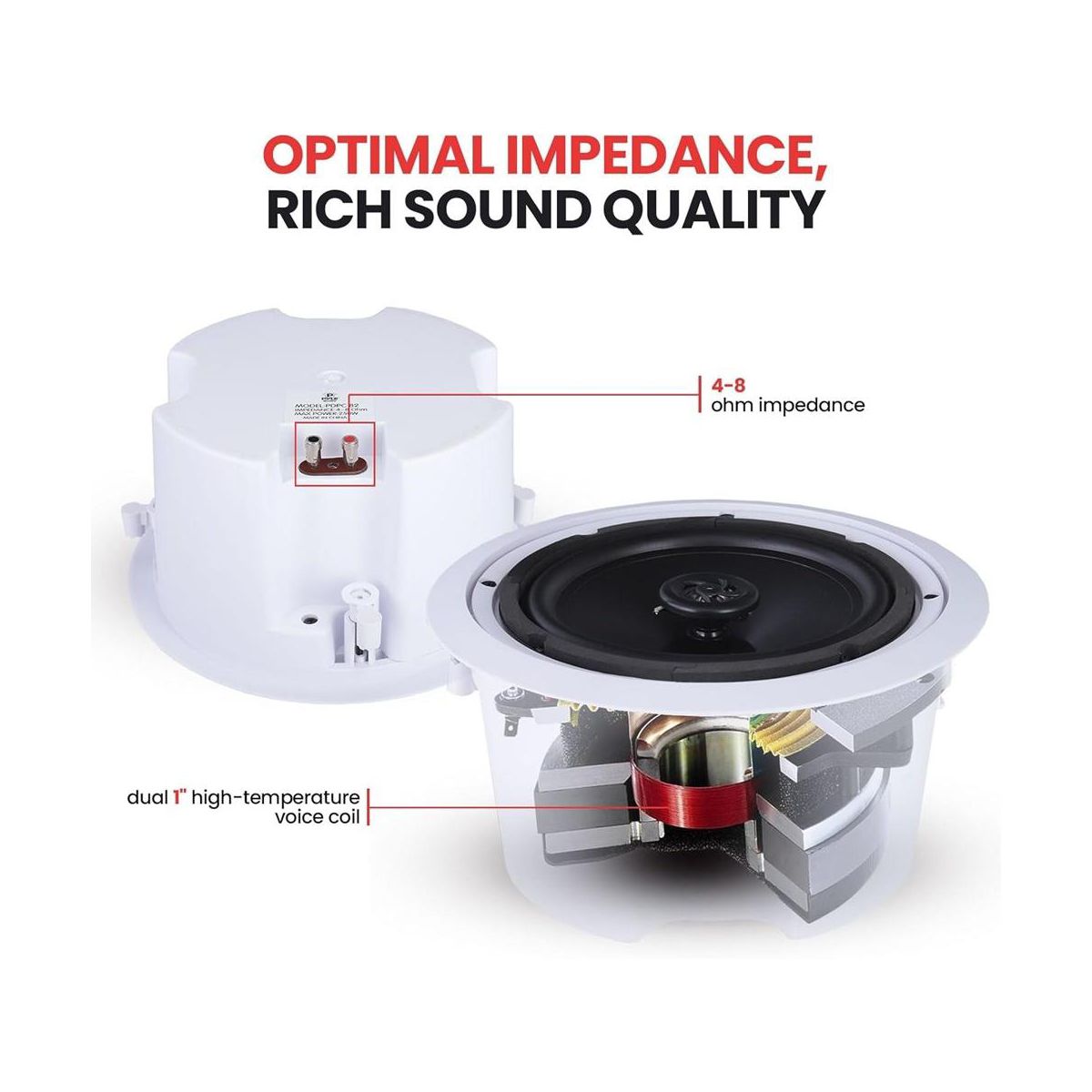 Ceiling Wall Mount Enclosed Speaker for Home Audio with High-Quality Sound, Easy Installation, White Finish - thumbnail 2