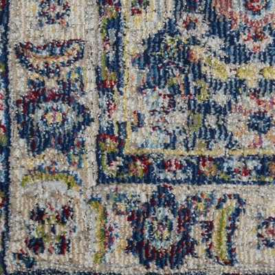 Navy Multicolor Synthetic Vintage Runner Rug 2'4" x 8'