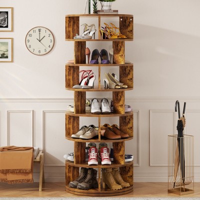 Aheaplus 7-Tier Shoe Rack, 28-32 Pair Rotating Shoe Rack Tower