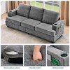 89 Inch Modern 3-Seater Sofa Couch, Chenille Sofa, Cup Holders and Side Storage Pockets, Comfy Couches with Deep Seat, for Living Room - 4 of 4