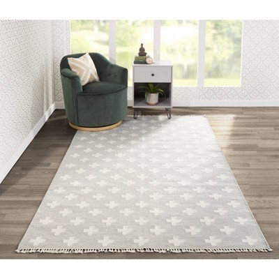 Topanga Handmade Gray Geometric Wool Rug - Easy Care & Stain-Resistant