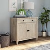 Hammond Library Base with Doors Chalk Oak - Sauder: Farmhouse Style Adjustable Shelf Storage Cabinet - 2 of 4