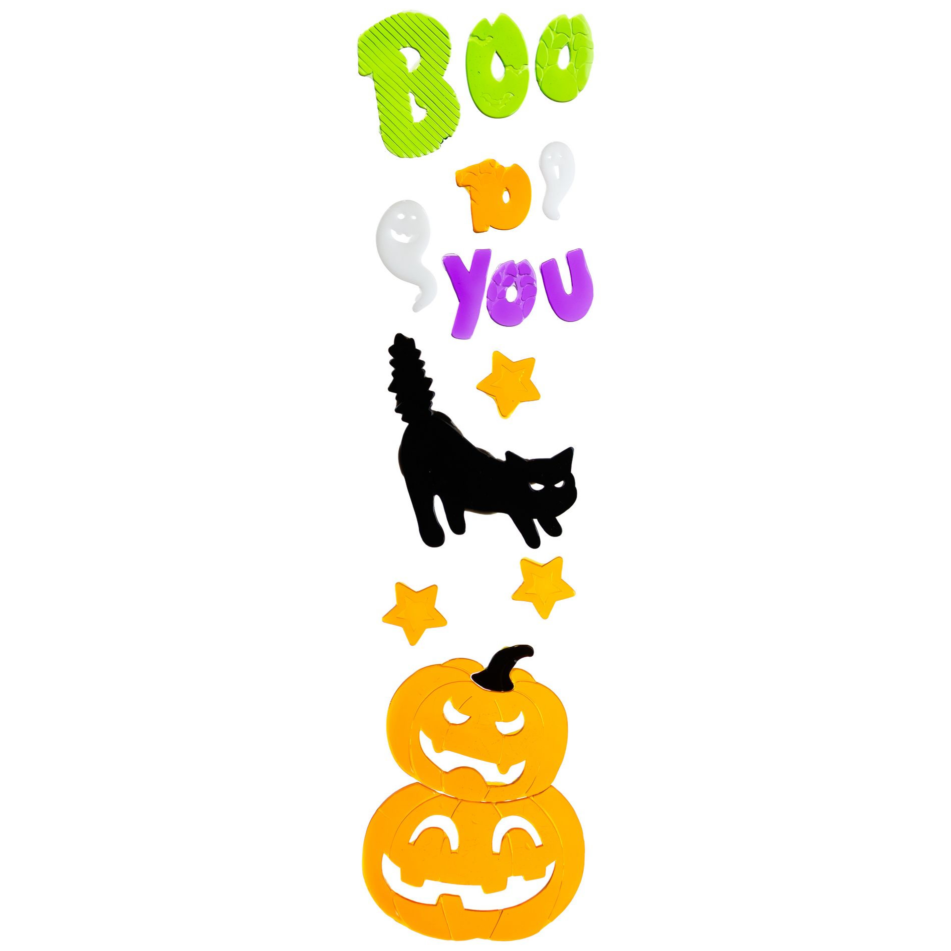 Northlight 14-Piece Green and Orange Boo To You Halloween Gel Window Clings