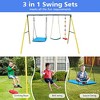 Swing Sets For Backyard, 3 In 1 Heavy Duty Metal Swing Sets With 2 Swings, Climbing Rope, Steel A-frame Metal Stand Sets For Kids Playground - 2 of 4