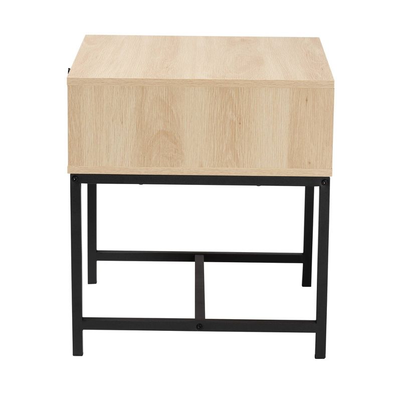 Caterina Wood and Natural Rattan 1 Drawer End Table Natural Brown/Black - Baxton Studio, 6 of 12