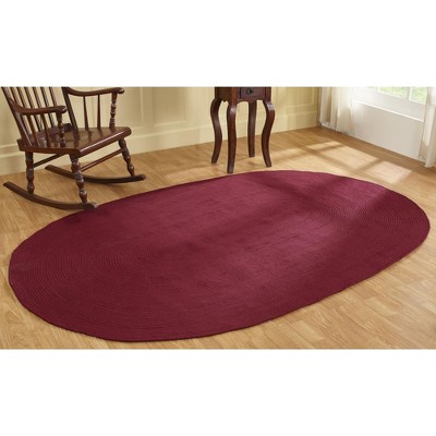 Alpine Collection Burgundy Stripe 100% Polypropylene Durable & Stain Resistant Double Sided Reversible Indoor Area Utility Oval Rug