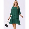INSPIRE CHIC Women's Round Neck Semi Sheer 3/4 Bell Sleeve Asymmetrical Layered Tiered Midi Dress - 4 of 4