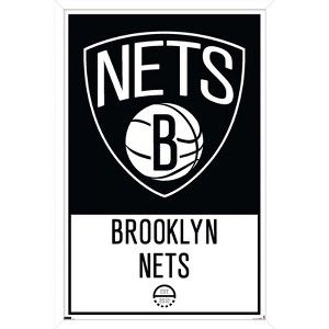 Trends International NBA Brooklyn Nets - Logo 21 Framed Wall Poster Prints - 1 of 4