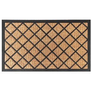 Kate Aurora Lenox Hill Lattice Coir Bristled Outdoor All Season Welcome Mat With Rubber Trim - 18"x30" - 1 of 4