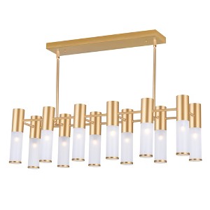 CWI Lighting Pipes 12 Light Island/Pool Table Chandelier With Sun Gold Finish - 1 of 4