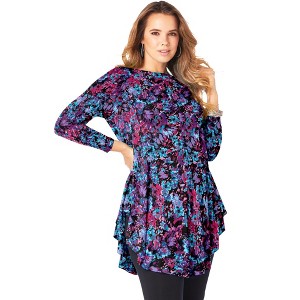 Roaman's Women's Plus Size Boatneck Swing Ultra Drape Tunic - 1 of 4