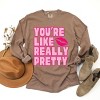 Simply Sage Market You're Like Really Pretty Lips Garment Dyed Long Sleeve - XL - Espresso - 3 of 4