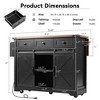 53.7" Farmhouse Kitchen Island, Power Outlet, Sliding Barn Doors, Drop Leaf, Spice Rack, Rolling Cart - 3 of 3