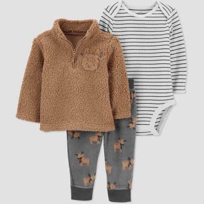 Baby Boys' Moose Sherpa Top & Bottom Set - Just One You® made by carter's Brown 9M