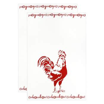 2pk Rooster Kitchen Towels Red - MU Kitchen