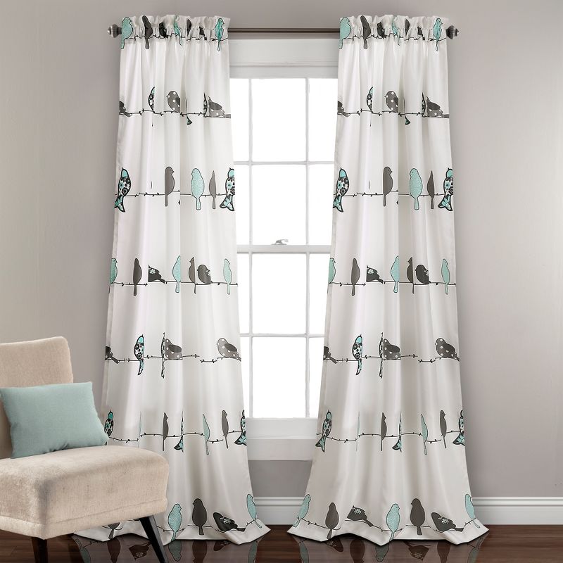 Set of 2 Rowley Birds Light Filtering Window Curtain Panels - Lush Décor, 3 of 11