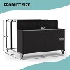 Outdoor Cart Storage Box, Iron Pipe & Woven Rattan, Swivel Wheels, Double Compartments, Large Basket, 39.4", Weather-Resistant, 110 lbs Capacity - 4 of 4