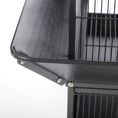 Large Coco Brown Powder-Coated Steel Bird Cage with Stand