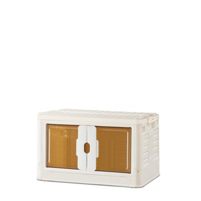 DOMETOUR Stackable Plastic Storage Bins with Lids Foldable Storage Boxes for Living Room