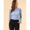 INSPIRE CHIC Women's Crochet Lace See-Through Ruffle Frill Neck Floral Elegant Blouse - 2 of 4