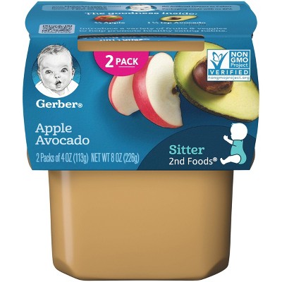 Gerber Sitter 2nd Foods Apple Avocado Baby Meals - 2ct/4oz Each