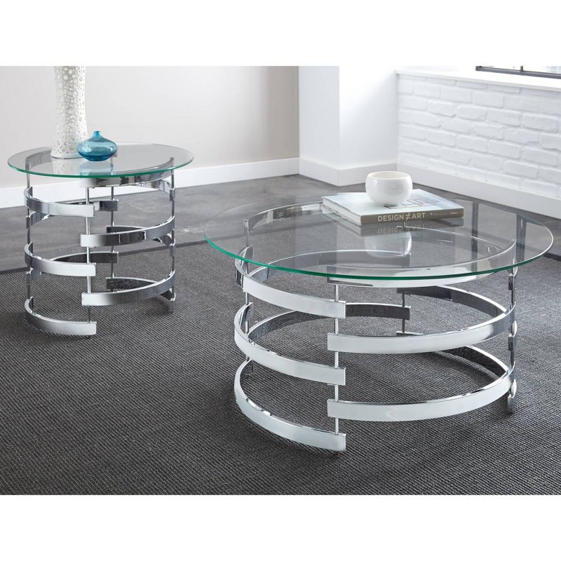 Tayside End Table Glass and Chrome - Steve Silver Co., 3 of 5