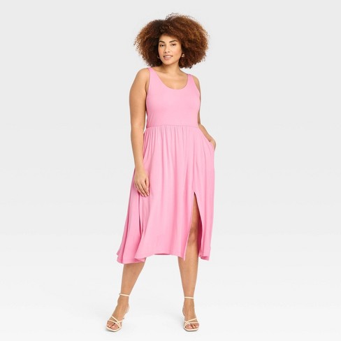 Women's Midi Slip Dress - A New Day™ Pink 4x : Target