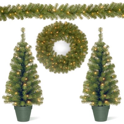 3' Pre-Lit LED Battery Operated Evergreen Assortment White Lights - National Tree Company