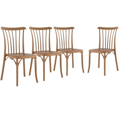 HomeRoots Set of Four Tan Heavy Duty Plastic Slat Back Dining Side Chairs