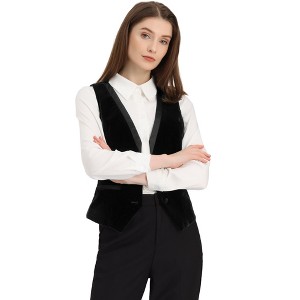 INSPIRE CHIC Women's V Neck Sleeveless Retro Waistcoat Vest - 1 of 4