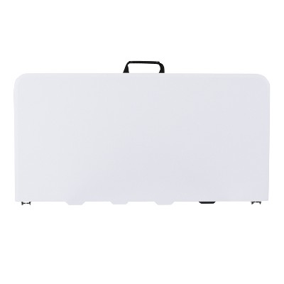 Granite White and Gray Square Portable Folding Table with Handle