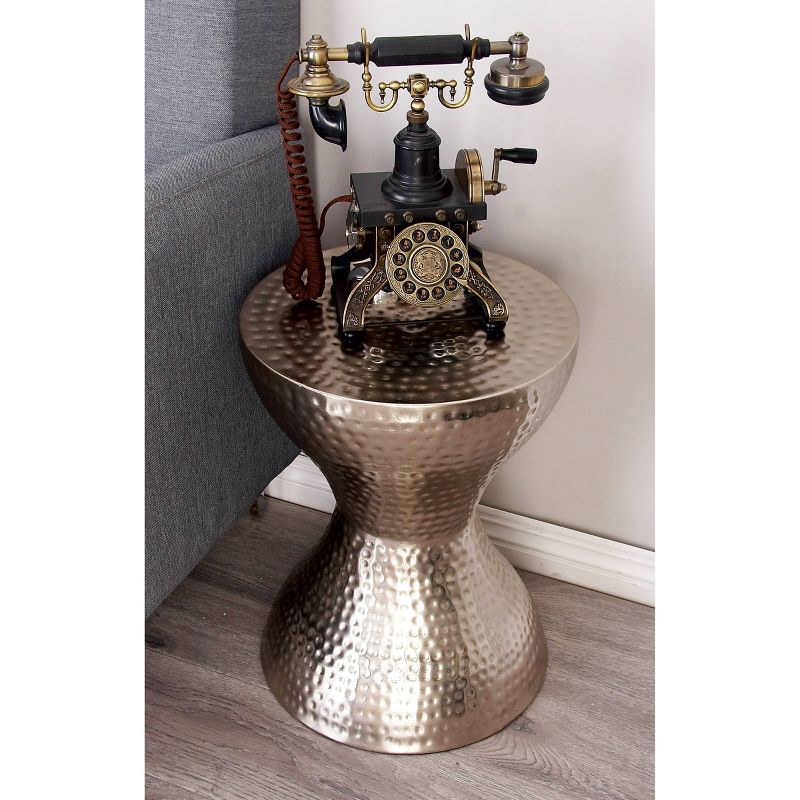 Modern Hourglass Hammered Metal Accent Table - Olivia &#38; May, 2 of 4