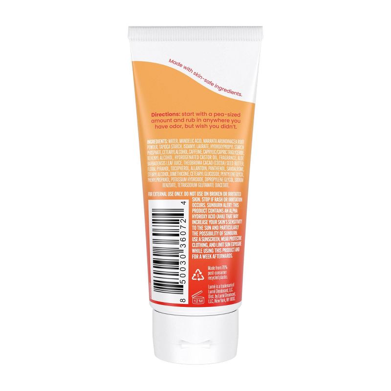 Lume Whole Body Women&#39;s Deodorant - Invisible Cream Tube - Aluminum Free - Clean Tangerine Scent - 2.2oz, 3 of 16