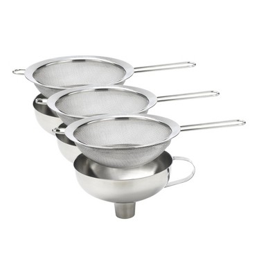 iSi Funnel & Sieve - Stainless Steel Combination Set with 700ml Capacity - Universal Fit, Compatible with Cream Whippers, Canning Jars - (3-Pack)