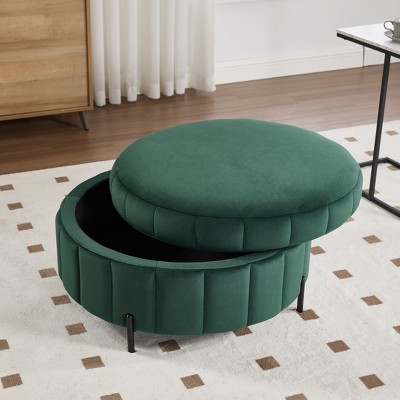 Aortzio 31.5"W Large Tufted Round Storage Ottoman