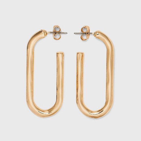 Hammered U Shape Hoop Earrings - Universal Thread™ Gold : Target
