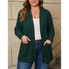 Womens Plus Size Open Front Cardigan Lightweight Long Sleeve Sweaters Tops 2024 Fall Coat Outerwear with Pockets - 3 of 4