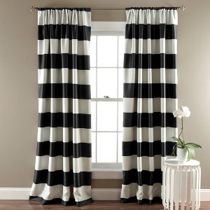 Home Boutique Stripe Blackout Window Panel Black Set 52x84 - 1 of 1