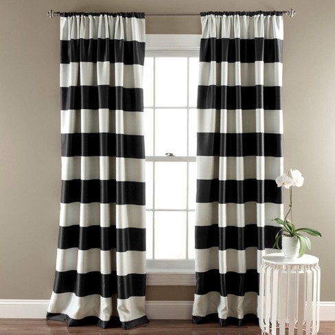 Home Boutique Stripe Blackout Window Panel Black Set 52x84 : Target