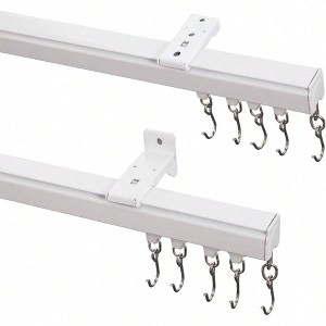 Ceiling Track Kit with Hooks for Home Window, Durable Aluminum, White Color, Easy Installation, Works with and Pinch Pleated Curtain - 1 of 4