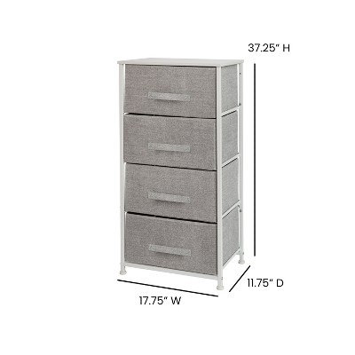 Harris White Cast Iron Frame 4-Drawer Light Gray Fabric Dresser
