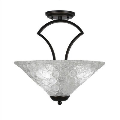 Toltec Lighting Zilo 3 - Light Flush Mount in  Dark Granite with 16" Italian Bubble Shade