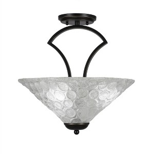 Toltec Lighting Zilo 3 - Light Flush Mount in  Dark Granite with 16" Italian Bubble Shade - 1 of 1