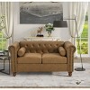 Chesterfield Tufted Fabric Sofa Couch, High-Tech Upholstered 2-Seater with Cushion Back and Square Arms, Loveseat for Living Room-Baofuwish - 2 of 4