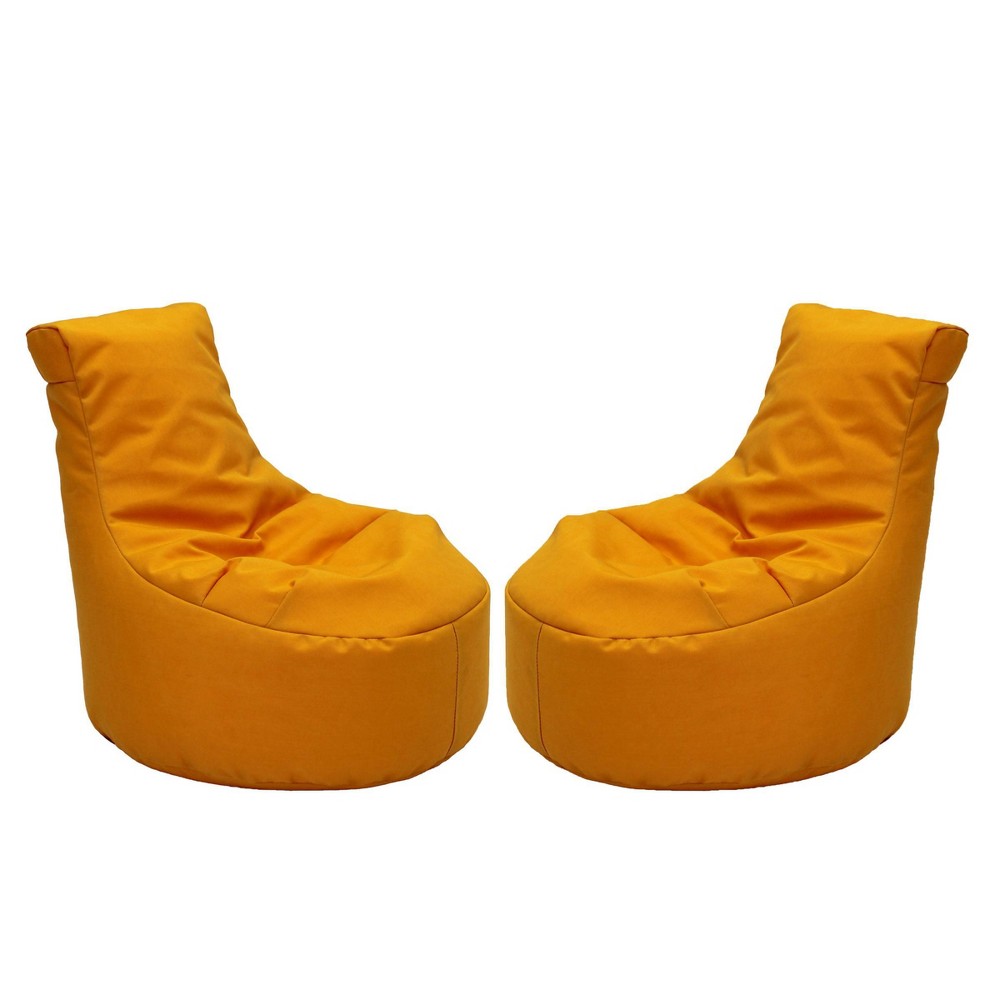 Factory Direct Partners 2pk Element Paddle Out Kids' Bean Bags Marigold: Upholstered Yellow Bean Bag Chair for Indoor/Outdoor Use