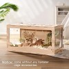 Mewoofun Pet Crates And Houses Large Hamster Cage Wooden Gerbil Cage, Hamster House with Openable Roof Window, Brown, 39.4"*19.7"*19.7" - 2 of 4