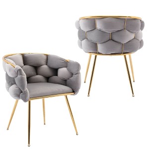 NicBex Velvet Accent Chair Set of 2 Modern Lounge Upholstered Armchair with Metal Legs for Bedroom,Living Room,Office - 1 of 4
